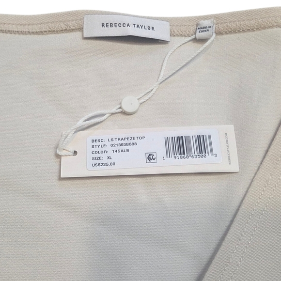 NWT Rebecca Taylor Alabaster Trapeze Top XL Bell Sleeve V-Neck - Picture 5 of 8